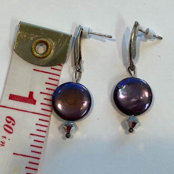 Freshwater coin pearls, purple iridescent, about 1/2” diameter each, silk, 60” - Picture 11 of 12